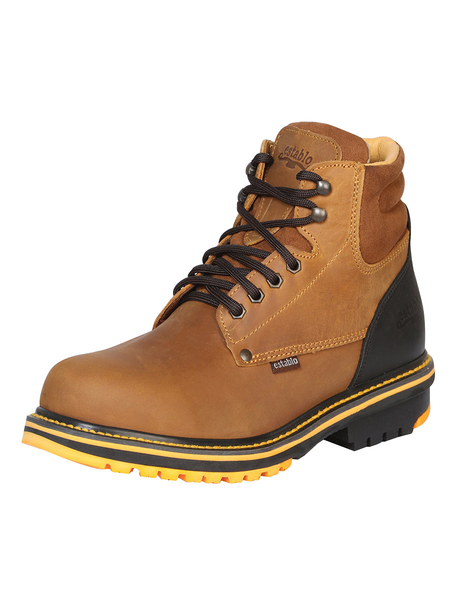 Establo Men’s Work Ankle Boot Mango/Black Lace-Up
 13359