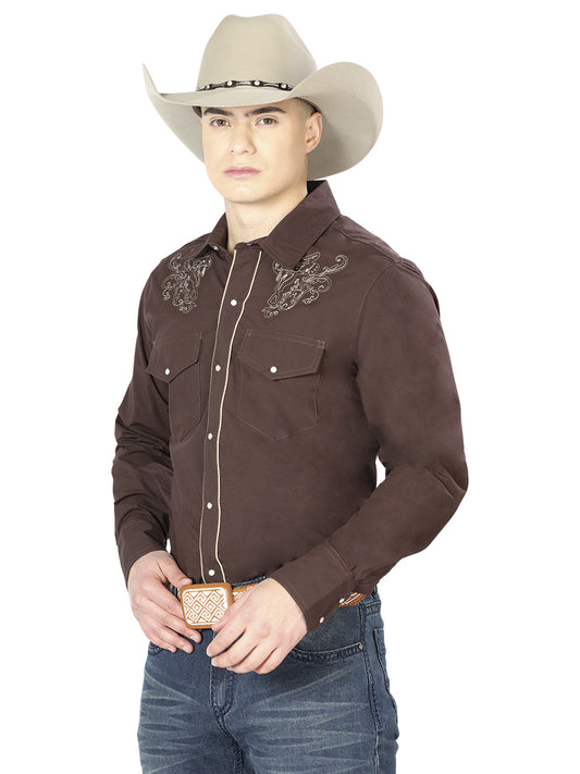 Brown Western Long Sleeve Shirt 42953
