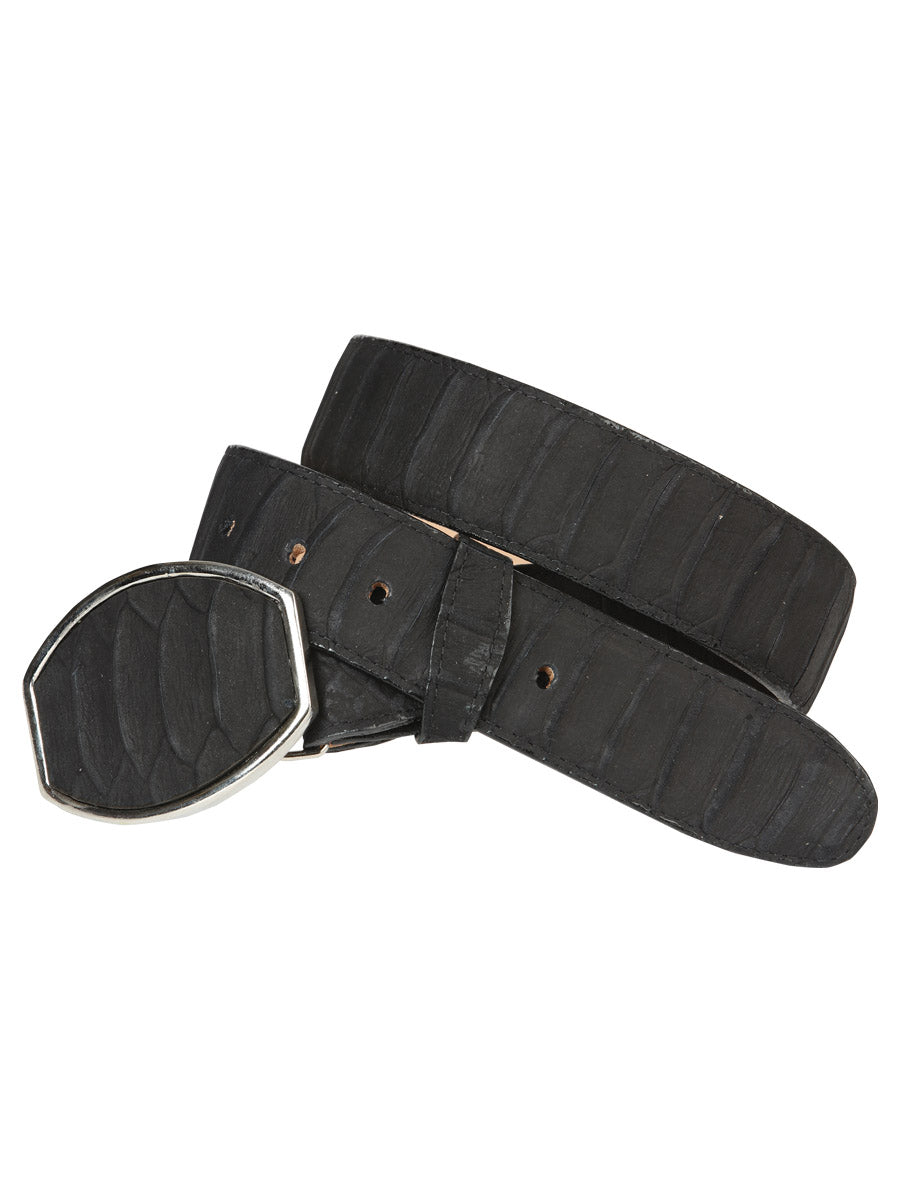 Men’s Western Belt El General Imitation Python - Black 45569