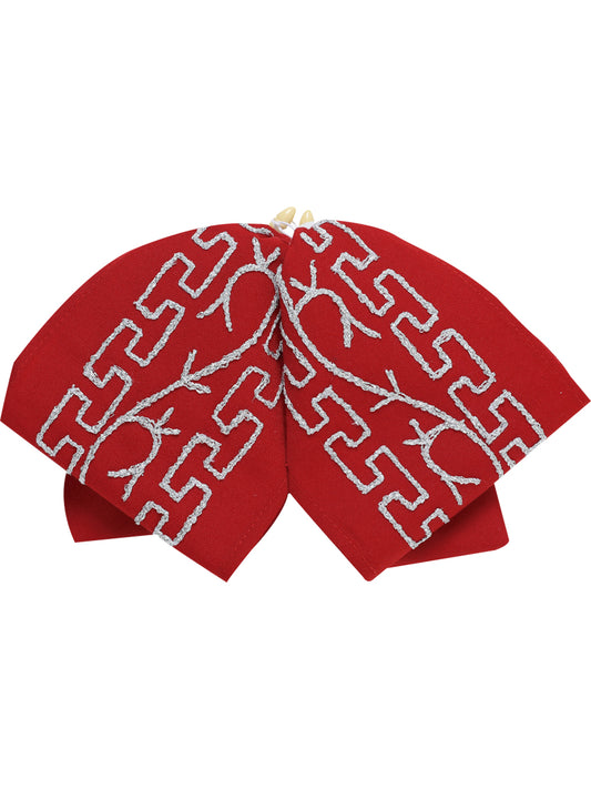 Adult 
Mexican Charro Bow Tie 100% Polyester Red/Silver  601116
