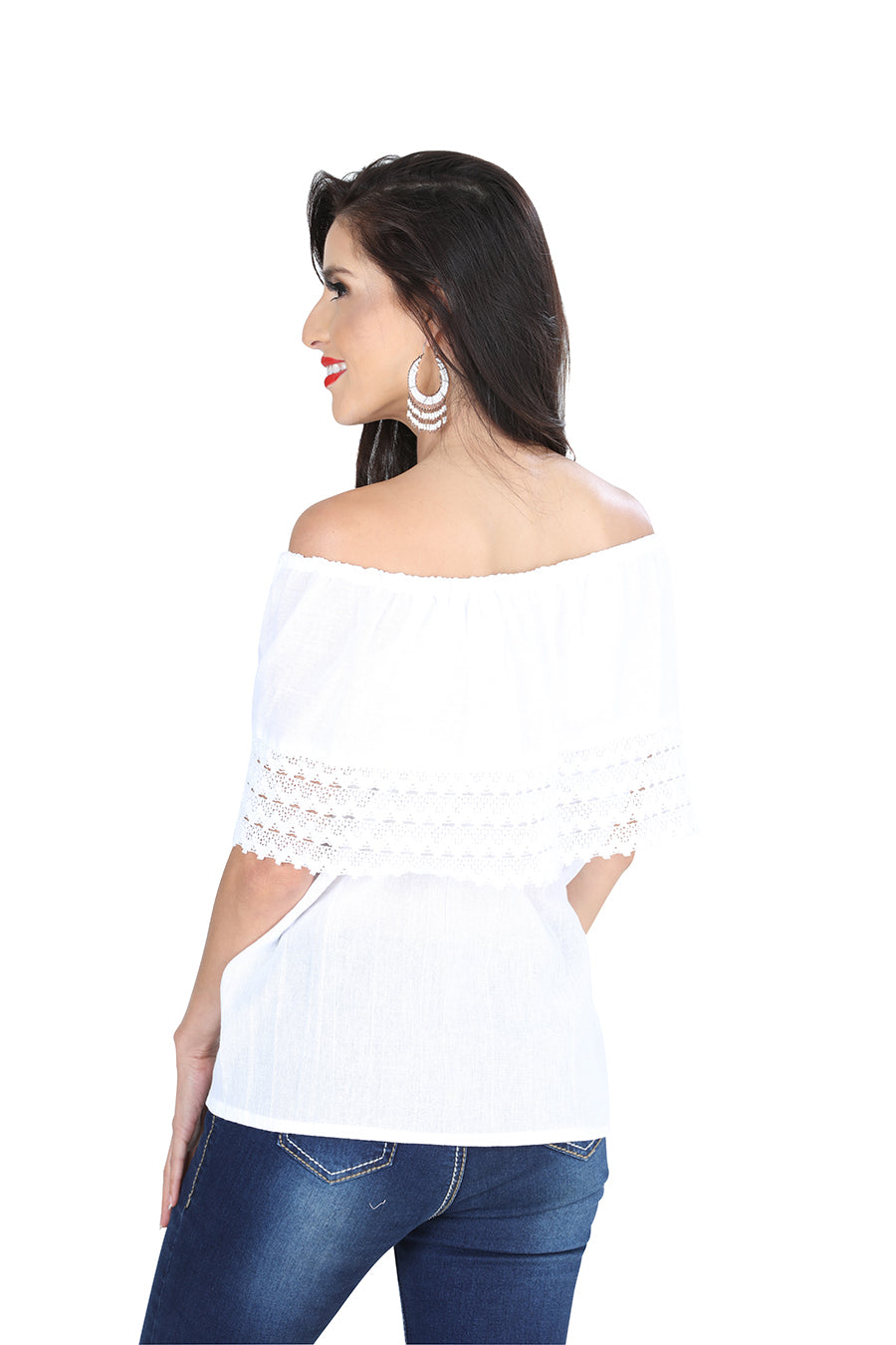Artisanal Embroidered Blouse 50% Cotton, %50 Polyester White  601310